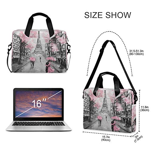ALAZA Art Paris Eiffel Tower Laptop Case Bag Sleeve Portable Crossbody Messenger Briefcase w/Strap Handle, 13 14 15.6 inch3