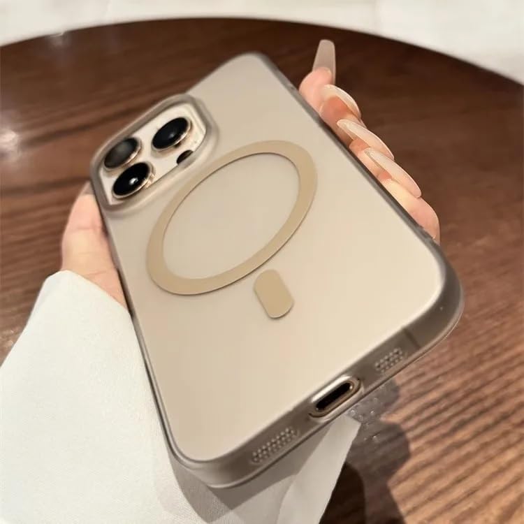 Image of COVERLY Luxurious Magnetic Frosted Mist Wireless Charging iPhone 12 Pro Hard PC Phone Case, Cool Anti-Fingerprint Semi-Transparent Shockproof Matte Paper Back Phone Protector for Apple iPhone 12 Pro