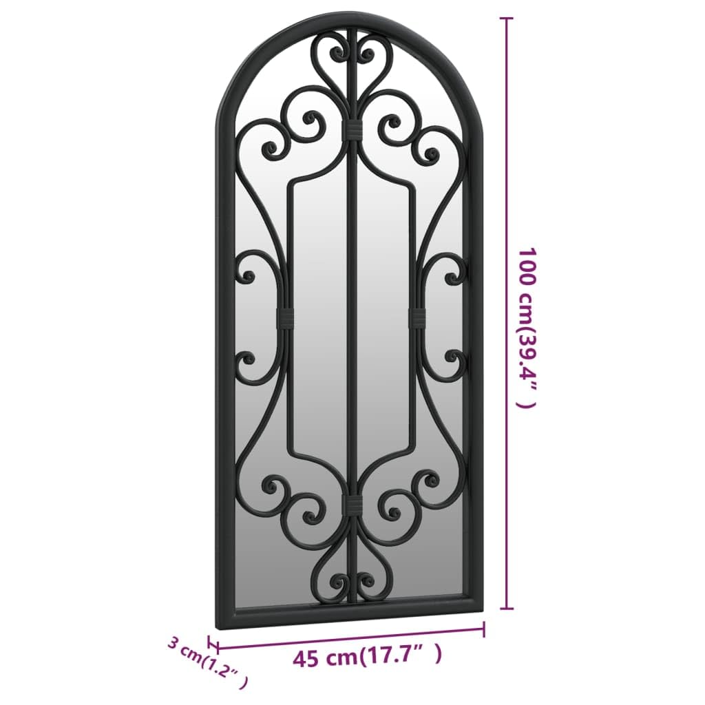 Generico Specchio da Giardino Nero 100x45 cm in Ferro per Uso Esterno,Casa e Giardino,Arredo,Specchi-318374