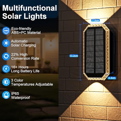 Luces solares exterior sin cables para paredes oscuras pack de 2 focos impermeables IP65 duraderos 2