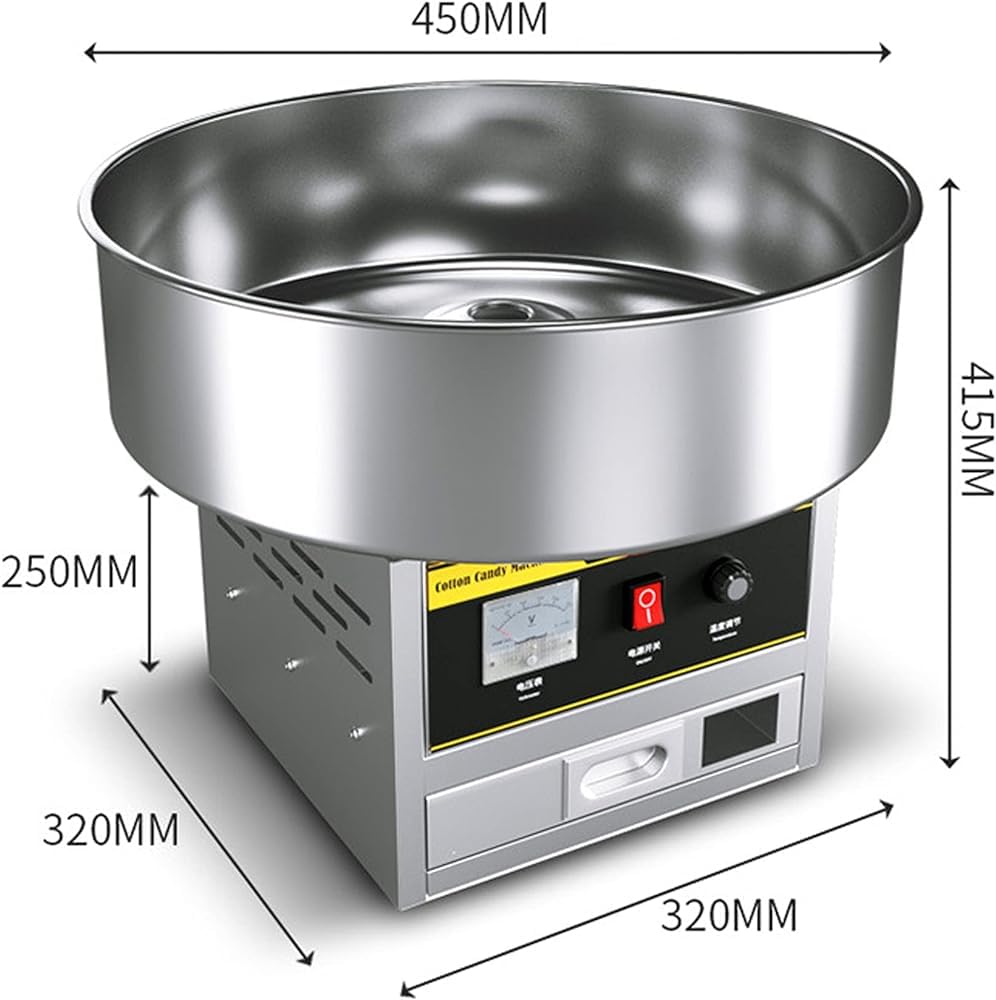 Macchina commerciale per zucchero filato da 1200 W, produttore professionale di zucchero filato, per feste di compleanno, argento (colore: argento)