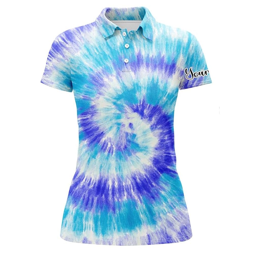 Amazon.com: Womens Golf Polo Shirts Blue Turquoise tie dye