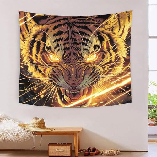 Tapisserie tigre 3D effet en tissu decoration murale grand format 180cmx230cm