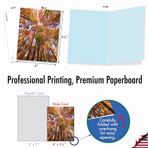 Image of The Best Card Company - 10 Beautiful Note Cards Blank (4 x 5.12 Inch) - Fall and Autumn Season, Boxed Notecard Assortment - Over the Top M2006