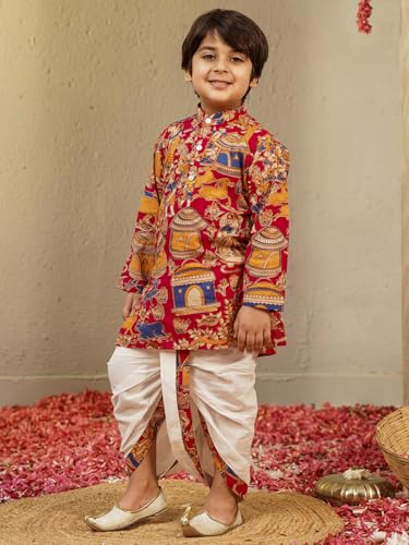 Image of AJ DEZINES Kids Ethnic Wear Pure Cotton Dhoti Kurta Set For Boys