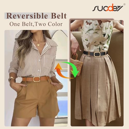 SUOSDEY Women Reversible Leather Belt for Jeans Pants Dresses Ladies Waist Belt, 1.3" Width2