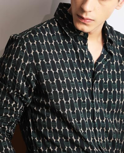 Image of Rare Rabbit Regular fit Geometric Print Shirt