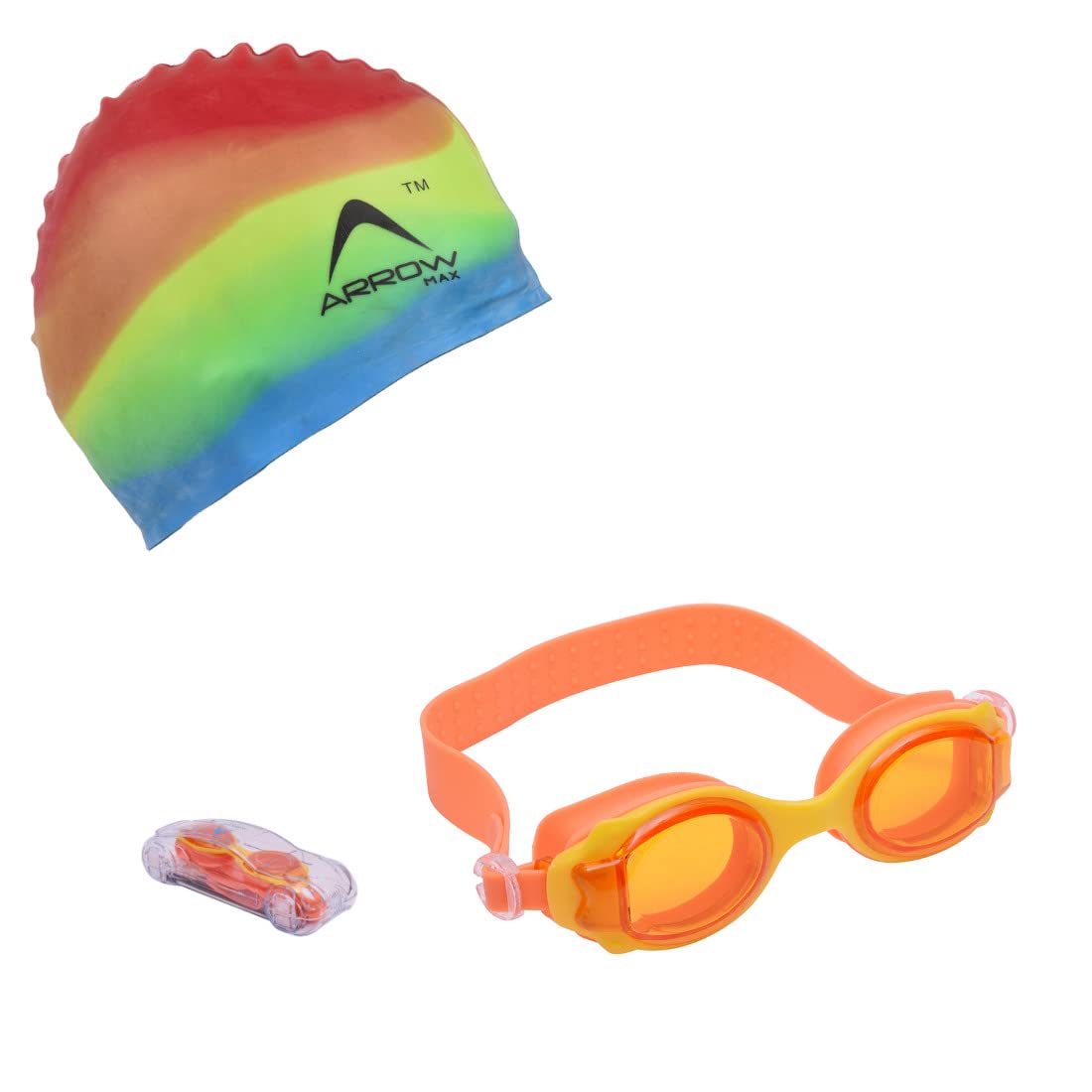 See full amazon price history chart for ArrowMax Kids Swimming goggles combo kit set with multicoloured swim cap 100% silicone | Ideal for boys and girls | by price 6-14 years old | Comfortable and skin friendly -ASG-11 (ORANGE-MULTI) ArrowMax Kids Swimming goggles combo kit set with multicoloured swim cap 100% silicone | Ideal for boys and girls | by price 6-14 years old | Comfortable and skin friendly -ASG-11 (ORANGE-MULTI) (B09VD8Z86B) Amazon Price History, Amazon Price Tracker