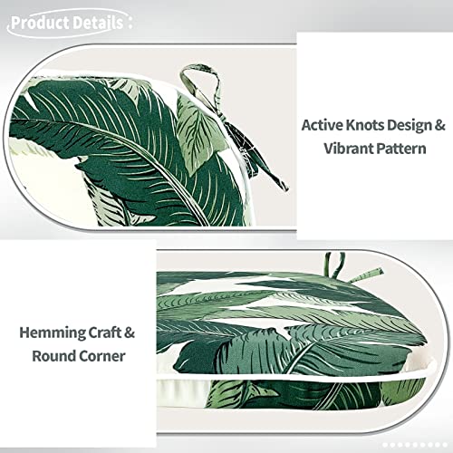 Twlear Indoor/Outdoor Chair Cushions 16X17 Inch, Patio Chair Pads With Ties, All Weather Seat Cushions For Patio Funiture Home Garden Chair Use, Set Of 4, Swaying Palms Green #TOP3