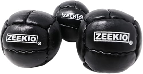 Vista 23 de Zeekio Galaxy Malabares - Pelotas de cuero genuino de 12 paneles de primera calidad, 4.59 oz, 2.638 in, paquete de 3 (rojo)