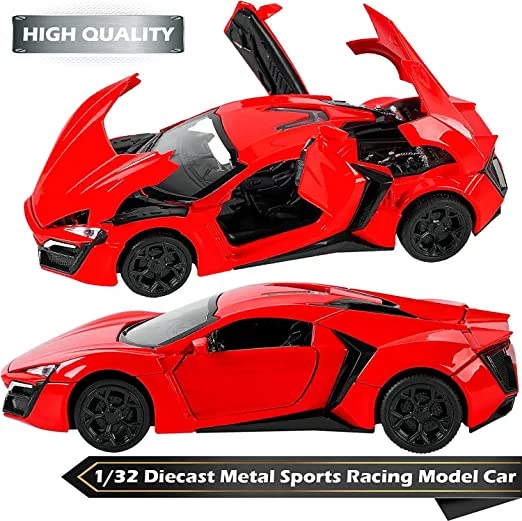 Image of DEOXY 1:24 Diecast Lykan Hypersport Pull Back Toy Car With Openable Doors & Light,Music Boys Gifts Toys For Kids,Multicolor