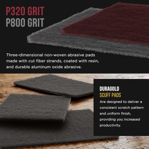 Image of Dura-Gold Premium 6 inch x 9 inch Scuff Pads, 5 Each Maroon General Purpose & 5 Each Gray Ultra Fine - Scuffing, Scouring, Sanding, Paint Primer Prep Adhesion Scratch - Surface Preparation Automotive Autobody