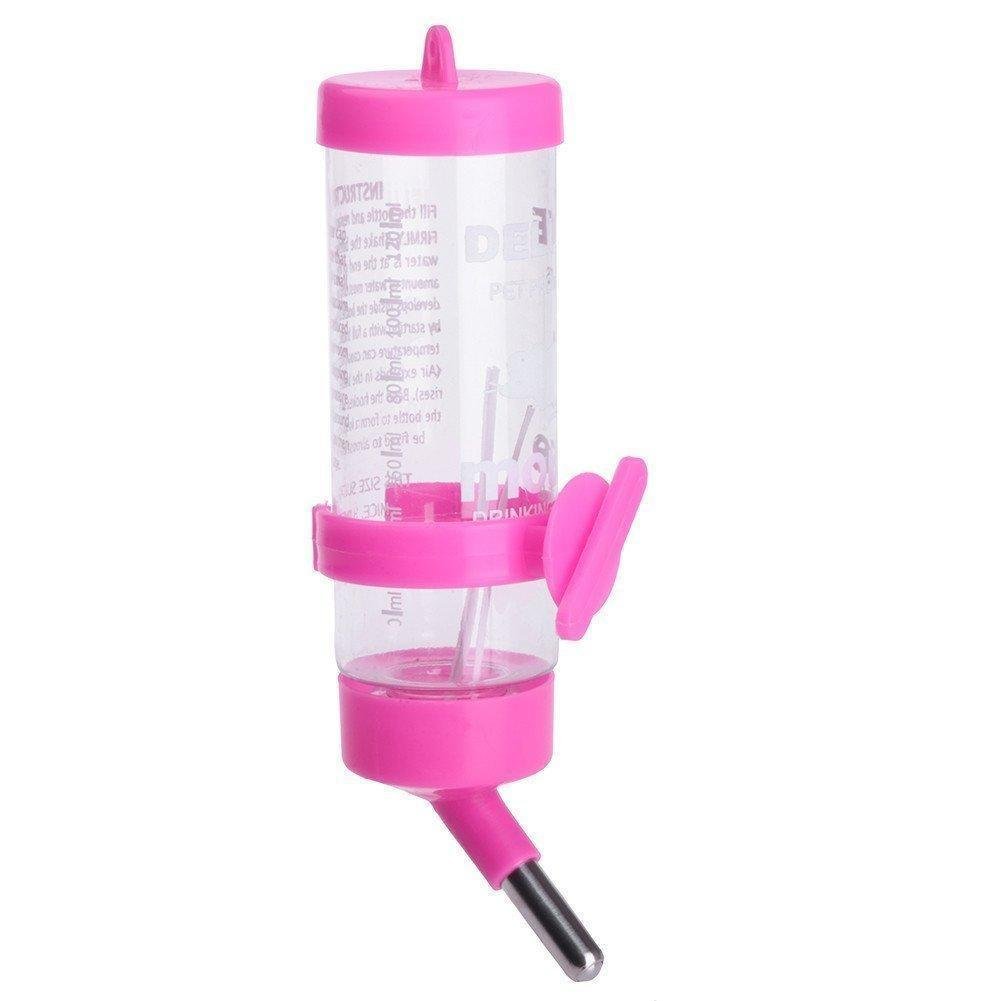 Leak Proof Cage Attachment Water Bottle Cum Feeder for Hamster/Guinea Pig/Rabbit/Puppy/Cat/Kitten/Dwarf/Gerbil/Mice/Ferret (1 Piece) (250ml, Pink)