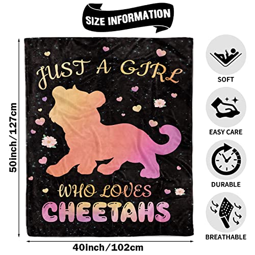 TUTUXMA Just A Girl Who Loves Cheetahs Blanket Kid Cheetah Throw Blanket GiftCheetah Lovers Super Soft Cozy Lightweight Flannel Fleece Cheetah Blanket ThrowSofa Couch,100x130cm Black Cheetah TBC-0021 - Image 2