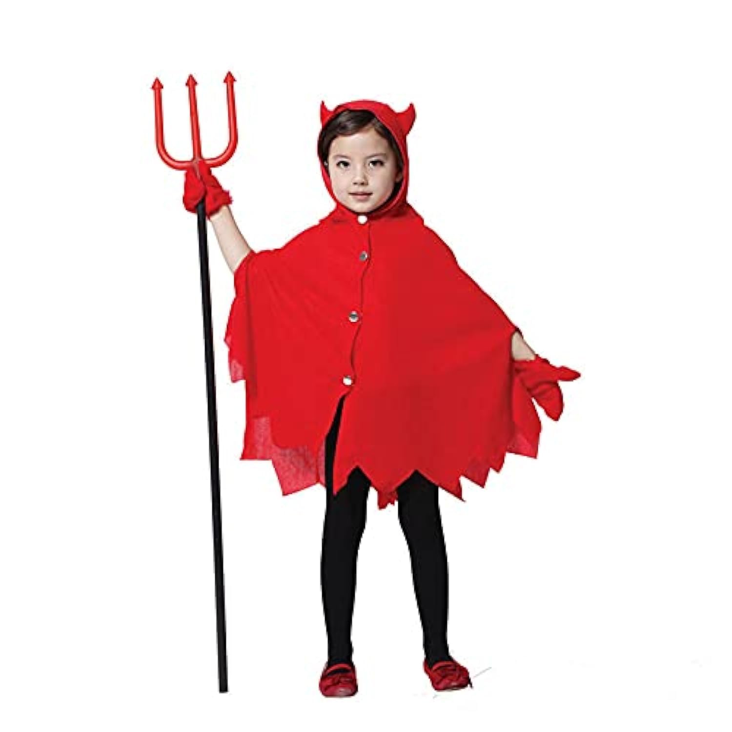 Devil Halloween Costume for Kids –Scary Devil Costume, with Devil Horns, Gloves, Devil Fork - for Halloween Party, Cosplay and Book Character Costume