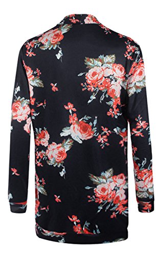 ECOWISH Womens Boho Irregular Long Sleeve Wrap Kimono Cardigans Casual Coverup Coat Tops Outwear S-3XL,Black,Large