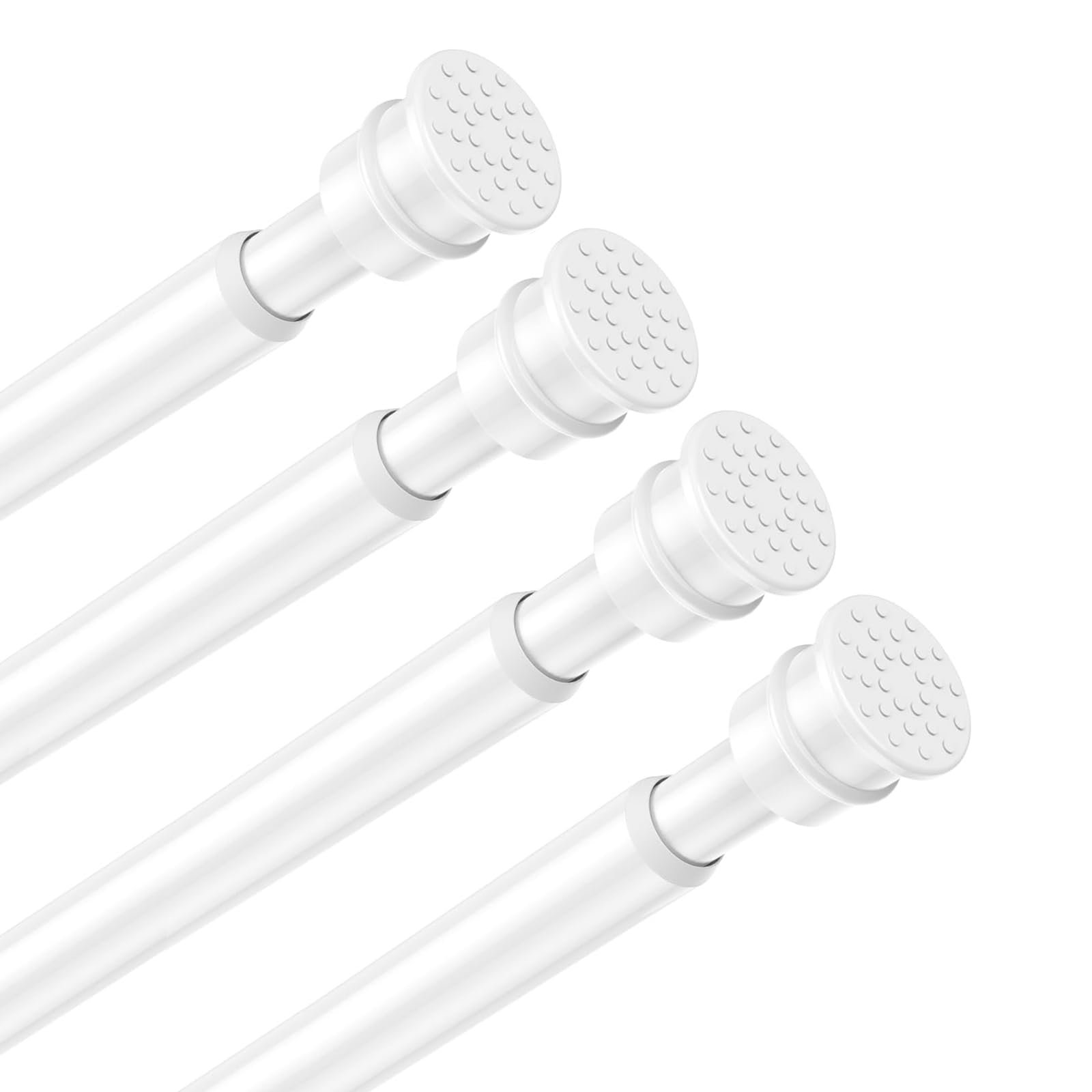 Tension Curtain Rod 26 to 48 Inch Adjustable Tension Rods 4 Pack Expandable Spring Tension Rod White No Drilling for Closet Kitchen Cupboard Wardrobe Door Bookshelf DIY Projects