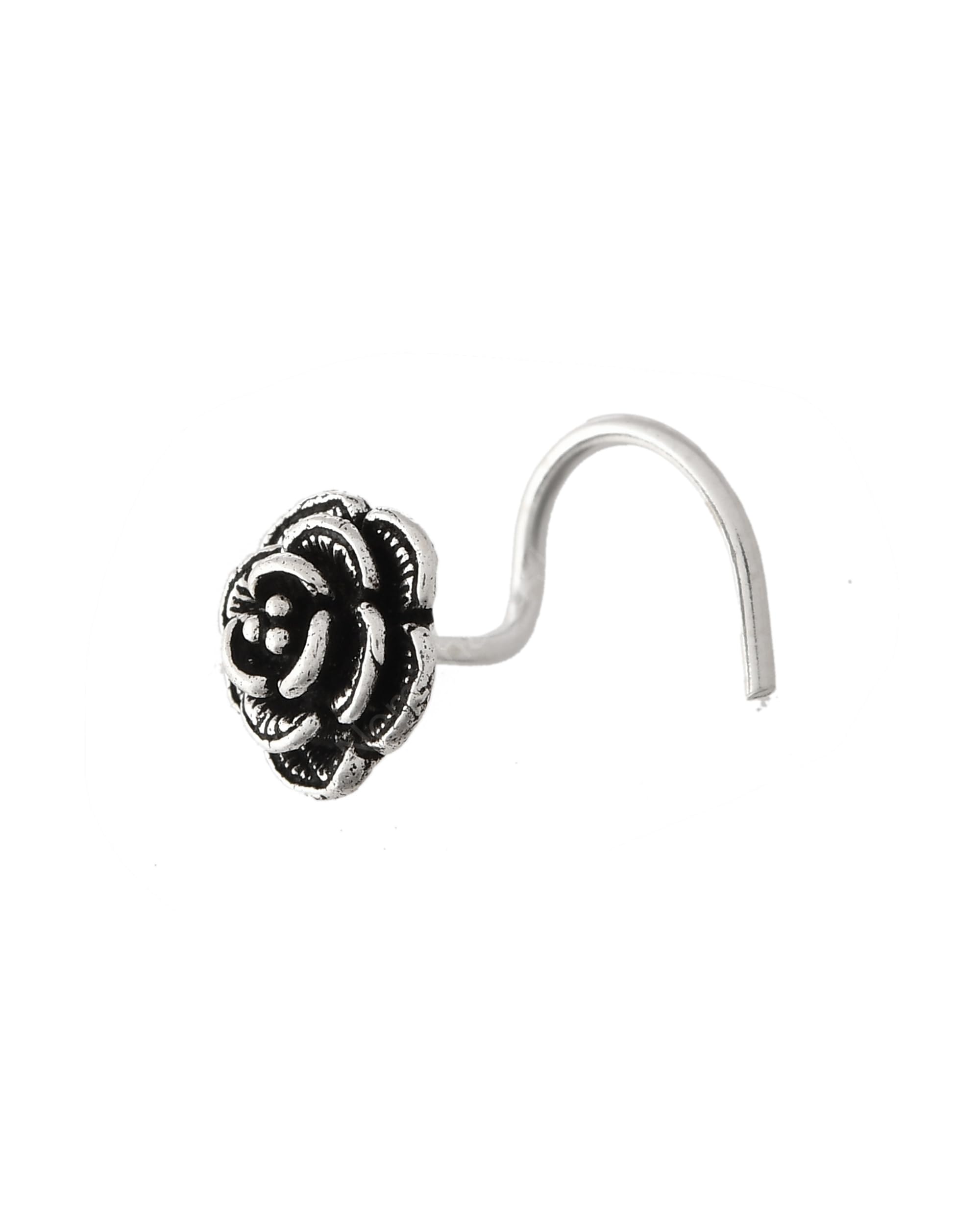 s925 sterling Silver Vintage Rose Trendy Antique oxidised nose pin for womens-image-26