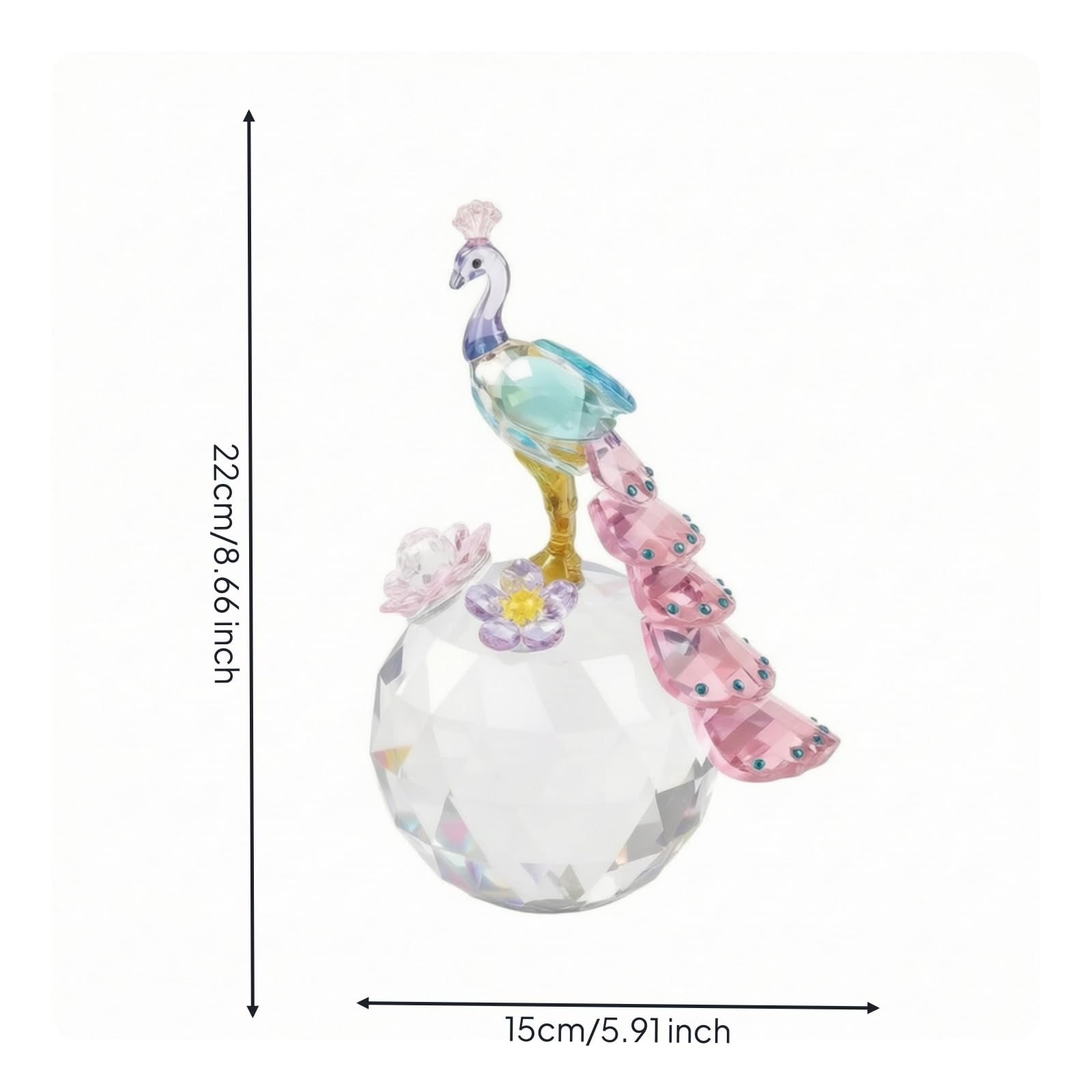 Bola de Cristal Decorativa Figura de Estatua Escultura Adorno de Mesa con Acabado Brillante y Detalles Florales Adecuada para Sala de Estar Estudio, Rosa