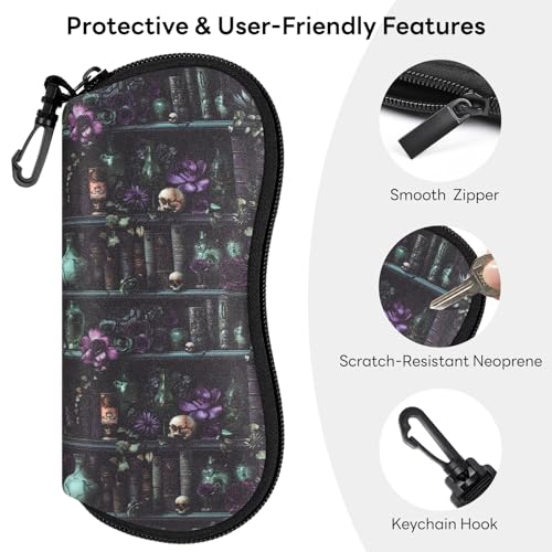 Image of Sunglasses Case with Belt Clip, Ultra Light Neoprene Zipper Soft Padded Glasses Case for Women Men