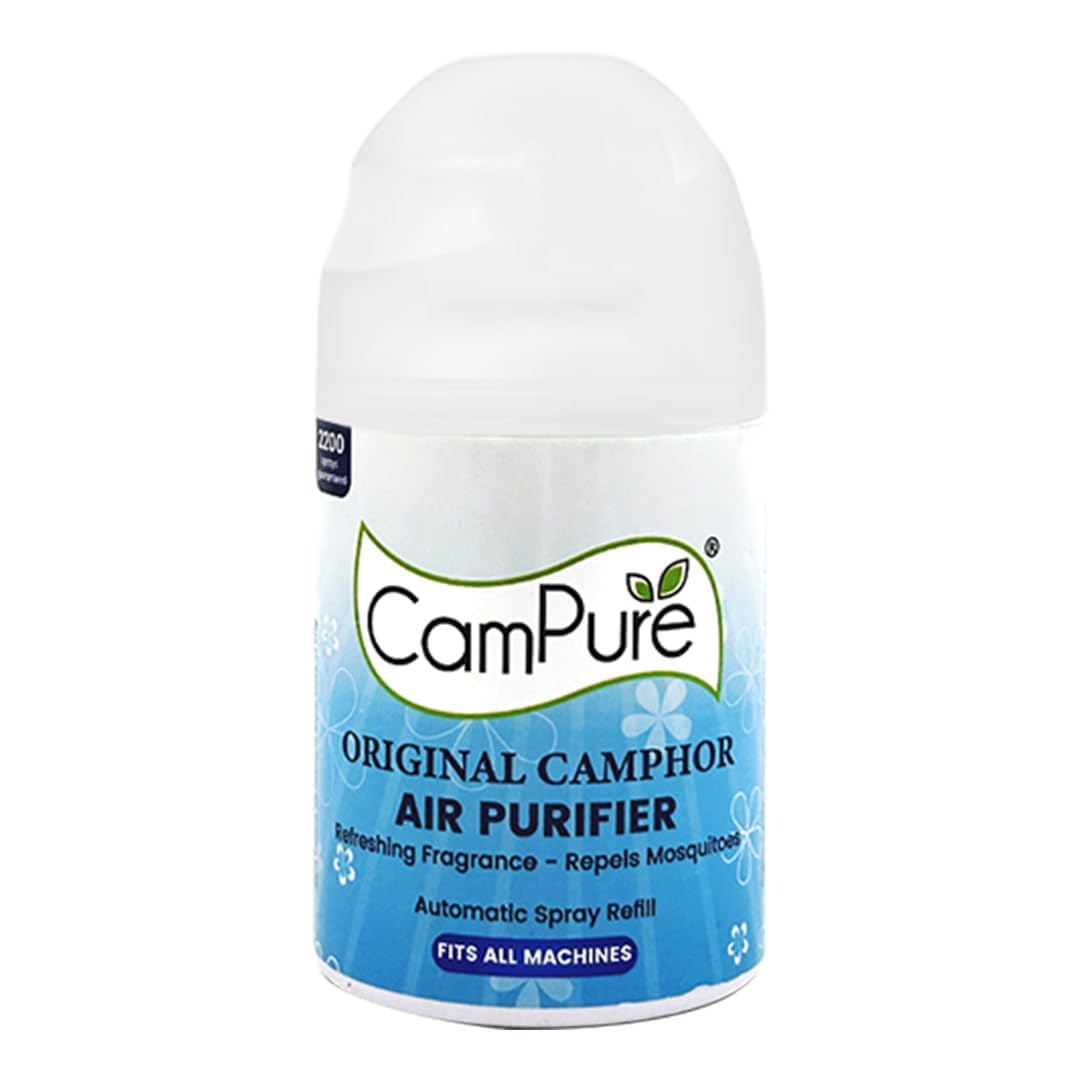 Cam..Pure Automatic Freshener Refill (225 ml) | Original Camphor Air Purifier | 100% Organic | Refreshing Fragrance For Home, Bathroom And Office | 2200 Sprays Guaranteed | Lasts upto 60 Day