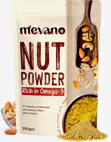 Image of Mevano Nuts Powder for Kids, 200g | Rich in Omega-3, NO Added Sugar | Dry Fruits powder for kids - Badam, Walnut, Cashew, Pista | 20% Protein, 17 Vitamins & Minerals, 10% Fibre