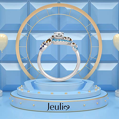 Jeulia "The Starry Night Round Cut Sterling Silver Ring Fashion Ring for Wife Anniversary Girlfriend Valentine's day Birthday Gift with Beautiful Jewelry Box 5