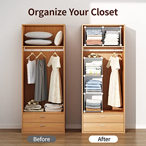 Maginels Cube Storage Organizer 3-Cube (11.8"X11.8") Narrow Cabinet Closet Storage Shelves Plastic Storage Shelving For Bedroom, Living Room, Office, White With Doors #TOP3