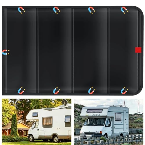 Image of Magnetic RV Door Window Shade - 25 inch x 16 inch Foldable Blackout Window Cover with Thermal Insulation, UV Protection, Waterproof 600D Oxford Fabric for Camper Trailer, Travel Trailer, and RV Windows