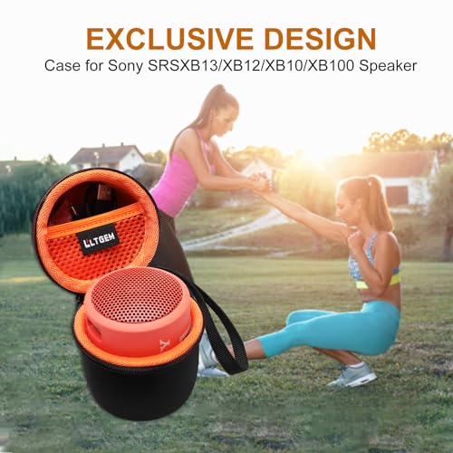 Image of LTGEM Case Compatible with Sony SRSXB13 /B /SRS-XB100 / SRS-XB12 Extra Bass Portable Waterproof Speaker, Black+Orange
