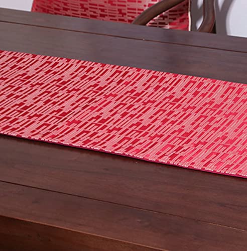 Chemin de table géométrique vintage rouge de qualité supérieure - 3