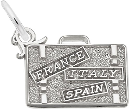 Rembrandt France, Italy, Spain Suitcase Charm - Metal - Sterling Silver