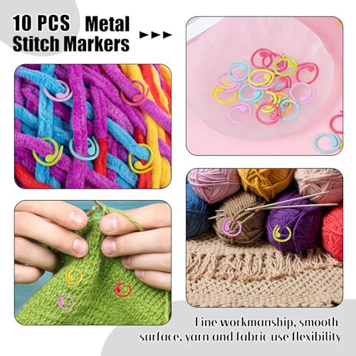 Image of HUISUYTON Dragon Crochet Rings, 4Pcs Crochet Tension Rings, Adjustable Yarn Ring for Finger, Knitting Crochets Loop Ring for Women Mother Grandma Gifts