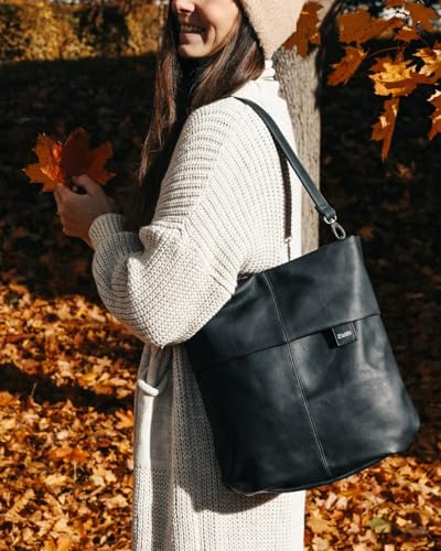 Zwei Mademoiselle M12 Handtasche, Breite ca. 31 cm, Höhe ca. 34 cm, Tiefe ca. 11 cm, Noir (Schwarz)