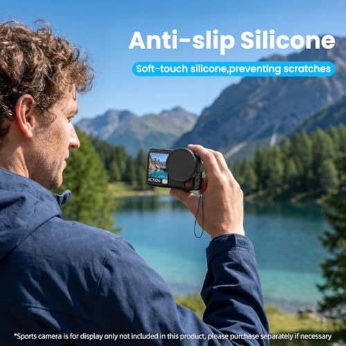 Image of ZORBES Compatible with D-JI Osmo Action 6, Action Camera Silicone Cover Protective Skin Cover with Detachable Lens Cover, Silicone Wrist Lanyard, Anti-Scratch Action Camera Accessories