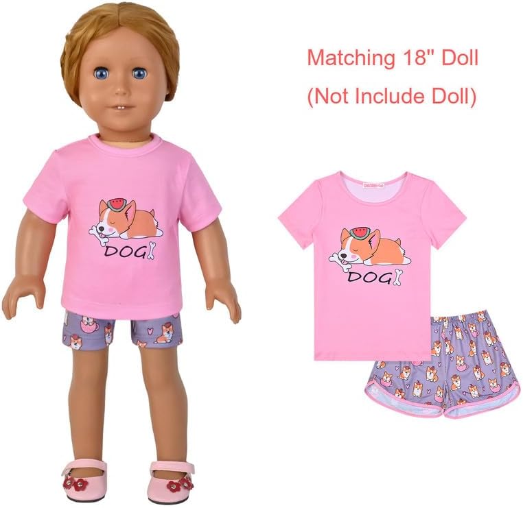 CHILDRENSTAR Matching Girls&Dolls Pajamas Summer Pjs Set Short Sleeve Sleepwear - Image 7