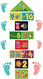 Hopscotch Playmat, Cartoon DIY Animal Puzzle Sticker for Nursery Classroom Ground Corridor Decor Floor Digital Lattice Decals for Kids