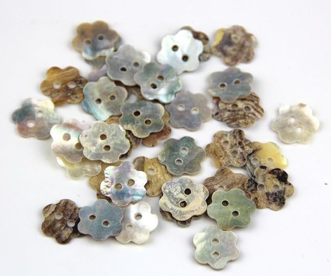Bhavya Enterprises Flower Shaped 12mm 2 Holes Shell Sewing Crafting Scrapbooking Buttons Approx Pack Of 50pcs-image-49