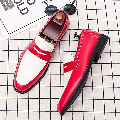 Image of HuitJours Men Two Tone Colors Penny Loafer Slip On Pull on Dress Shoes Casual Boat Shoes Moccasins