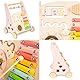 COIL Babywalker Lauflernwagen 3in1, Kinderwagen aus Holz, Lernspielzeug, ab 12 Monaten (Rosa)