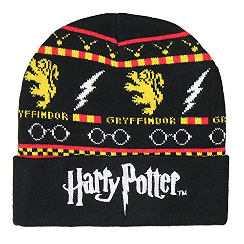 Harry Potter Gryffindor Themed Design Knit Cuff Beanie and Glove Set Youth OSFM Black2