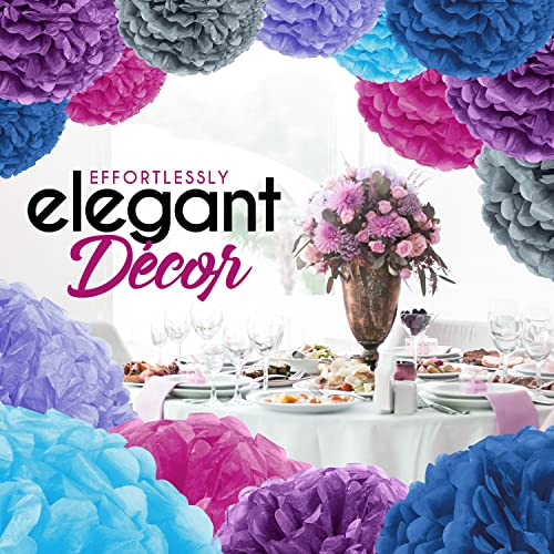 Image of EPIQUEONE Tissue Paper Pom-Poms Kit - DIY Tissue Flower & Pom Accent Decoration - Vibrant Baby & Bridal Party Colors - Reusable Party Decorations - 20 Count, Multicolor, 6 inch-14