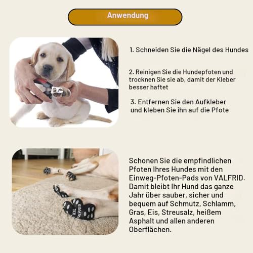VALFRID Anti-Rutsch Pfotenschutz für Hunde 40 Stücke,Selbstklebende Silikon-Gel Beständig rutschfest Traktion Hund Schuhe Hundeschuhe Hundesocken Ersetzen XXL