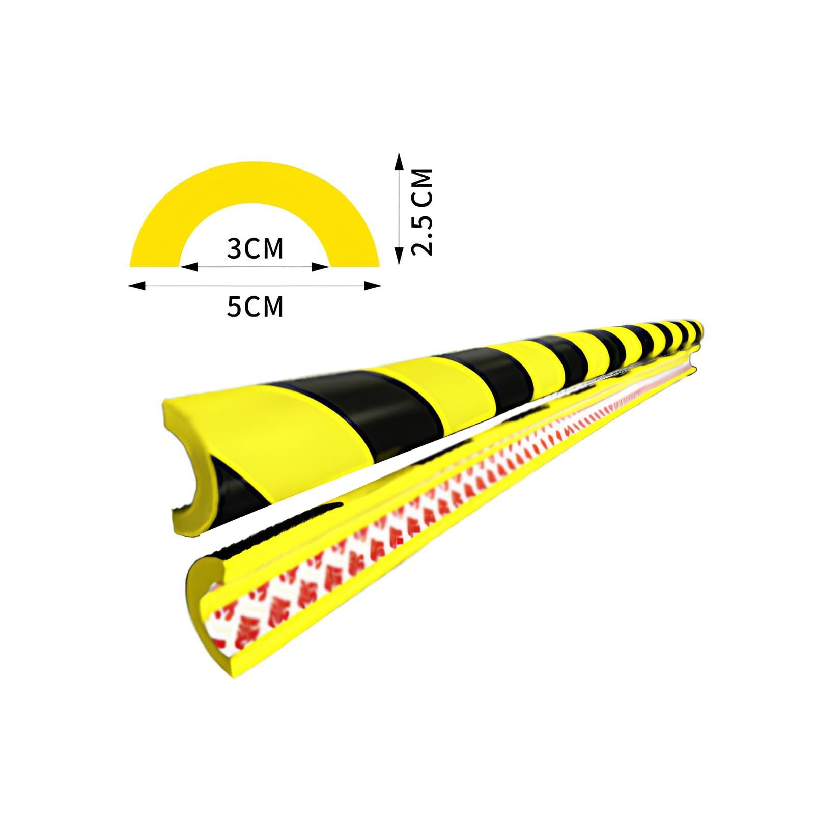 Protector De Borde De Espuma De 39", Protector De Parachoques Redondo Autoadhesivo De Alta Visibilidad con Franjas Negras Y Amarillas, Acolchado De Borde De Seguridad Industrial(Semicircle,2PCS)