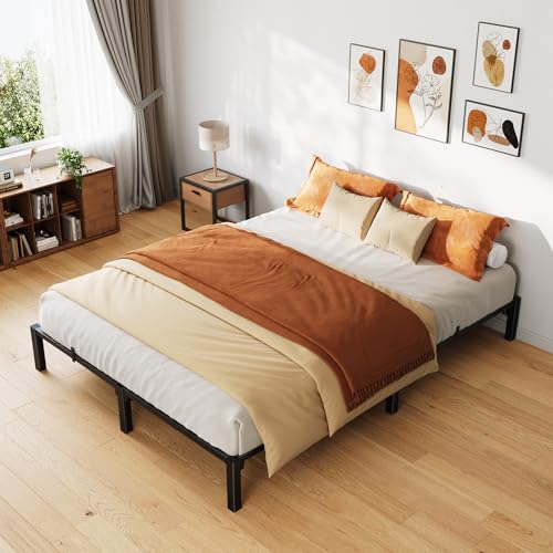 GarveeHome 10 Inch Full Tool-Free Bed Frame, Heavy Duty Metal Platform Bed Frame with Durable Iron Slat Support and Legs, No Box Spring Required, No Screws Needed, Support Up to 800 Lbs