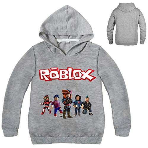 rosaryshopChildren Roblox Sweatshirts Hoodie Top for Boys (Grey, 100cm)