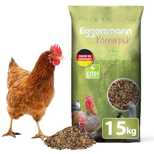 Eggersmann Körnerpick 15kg Hühnerfutter - EMH Hühner Mash - Hühner Futter mit Wild-, Hell- und Gewürzkräutern - Eggersmann Ergänzungsfutter für Hühner Gänse und Enten