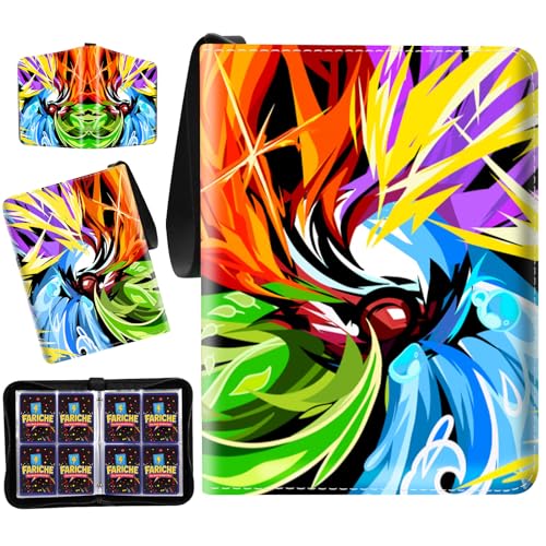 Carpeta de tarjetas coleccionables para tarjetas TCG, coleccionista de tarjetas portátil de 4 bolsillos, soporte Ablum para 400 tarjetas con 50 fundas extraíbles, fundas de almacenamiento impermeables