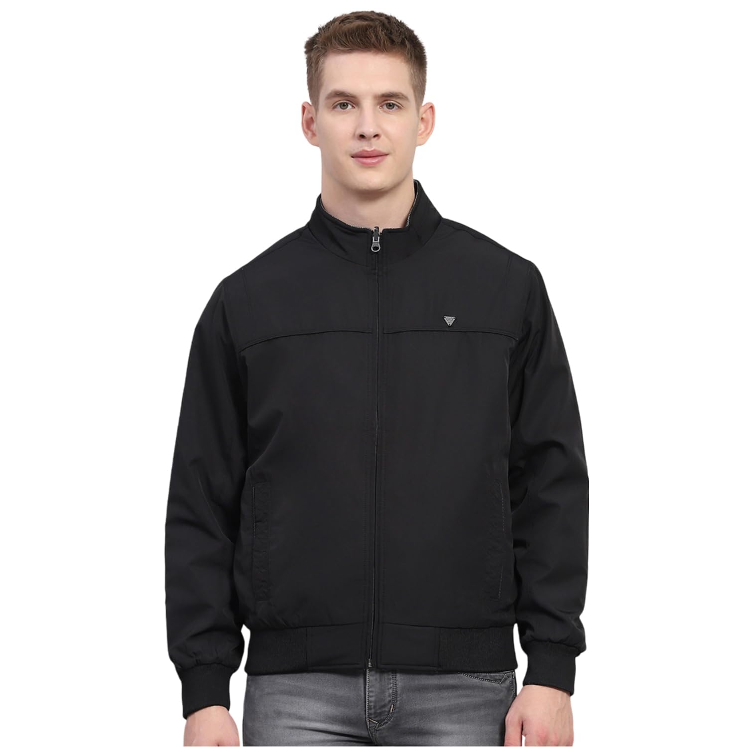 monte carlo Mens Solid Black Mock Neck Full Sleeve Jacket-picture-36