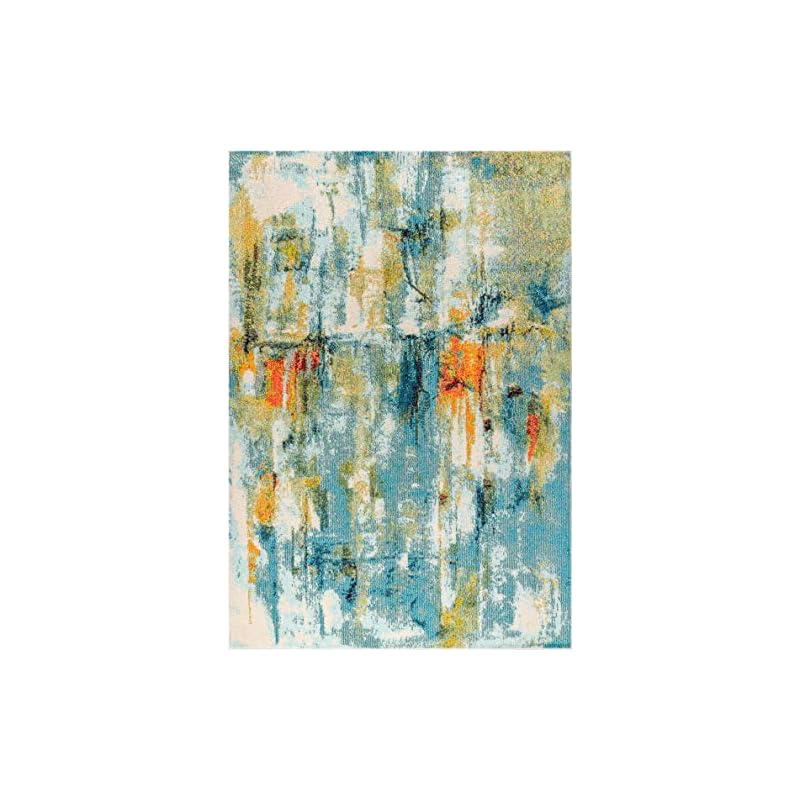 JONATHAN Y CTP100A-4 Contemporary POP Modern Abstract Waterfall Blue/Cream 4 ft. x 6 ft. Area-Rug, Bohemian, Easy-Cleaning, for Bedroom, Kitchen, Living Room, Non Shedding - Image 3